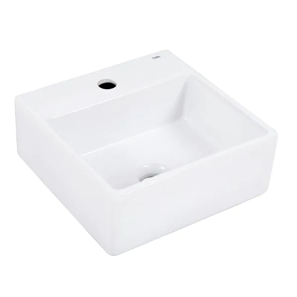 Cuba para Banheiro de Apoio em Louça Quadrada Branca 35x35cm com Mesa Q6 Celite